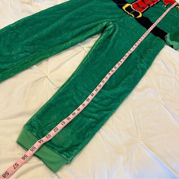 Awake Green Santa's Elves Fleece Zip-Up Onesies Pajamas Costume Size Small - Picture 7 of 8